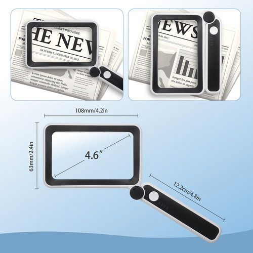 Nova Lupa Portátil 4x Con Led For Lectura Y Baja Visión