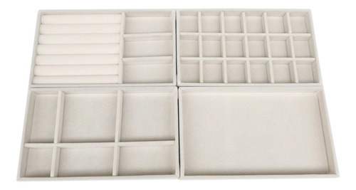4 Bandejas Apilables Para Joyería, Organizador Beige