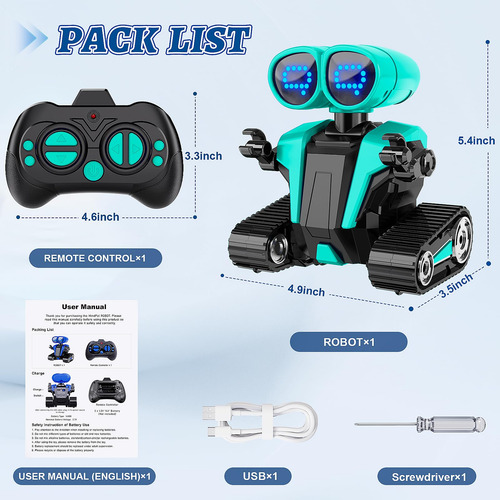 Robot Control Remoto Emo Verde Para Niños A Partir De 3 Años Personaje Color