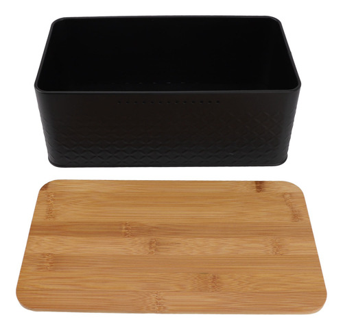 Cubo De Almacenamiento De Pan Con Tapa De Bambú Con Diseño D