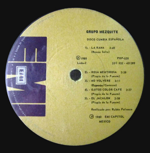 Grupo Mezquite - Disco Cumbia Española Lp (Usado)