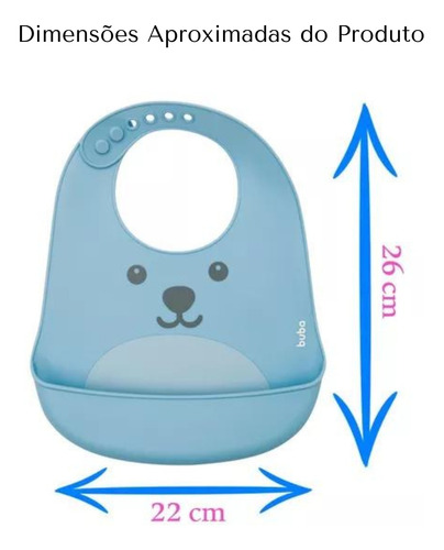 Babador De Silicone Gumy Com Porta Migalhas Azul Buba 12092