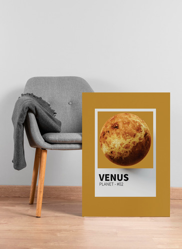 Cuadros Modernos Decorativo Planetas - Venus 80x50 Cm Dorado Oscuro