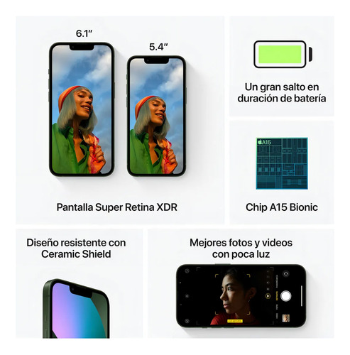 Apple Iphone 13 (128 Gb) - Verde Con Caja Original Verde (Reacondicionado)