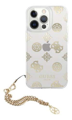 Funda Guess Peony Charm Oro Para iPhone 12/12 Pro Color Dorado Traslucent