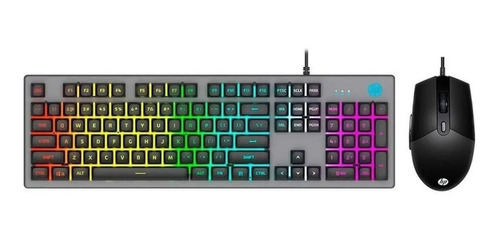 Kit Teclado E Mouse Hp Km300f Usb Gaming Memb Preto