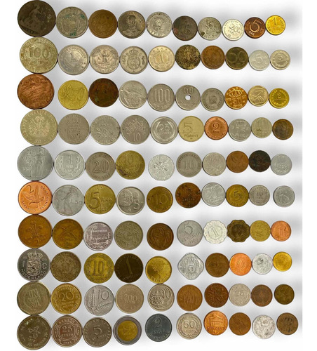 Espectacular Lote De 100 Monedas Del Mundo Todas Distintas (Usado)
