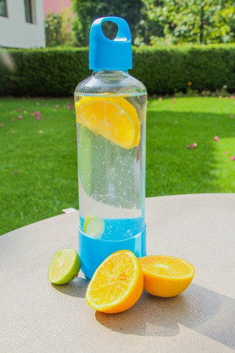Water2go Botella Termo De Vidrio De 750ml Con Protector. Color Azul