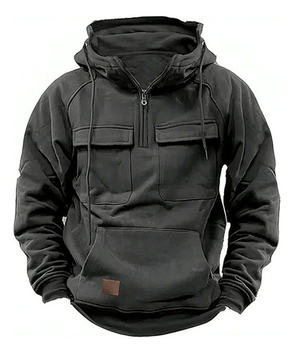 Sudadera Tipo Cargo Táctica Con Cremallera Corta Para Ho [u]