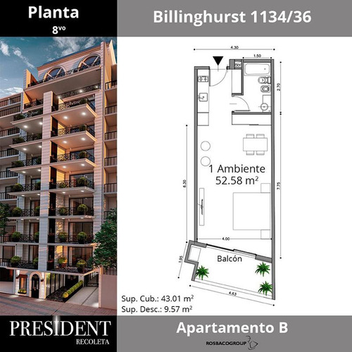 Departamento 1 Amb Divisible - Recoleta