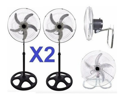 Ventilador X2 3 Aspas Silencioso Rota 360 Grados 100w De Pot