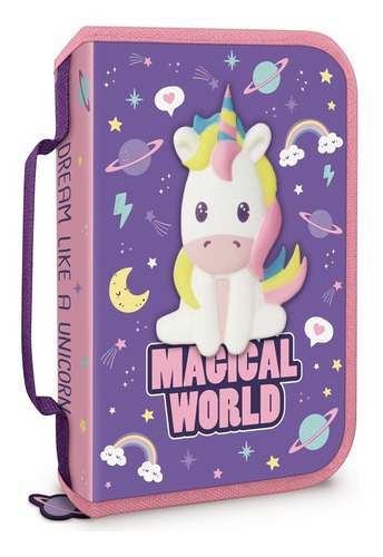 Cartuchera Unicornio Desplegable Magical World 7532 Mapleweb