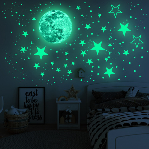 Pegatinas De Pared 3d Con Puntos Luminosos Y Luna