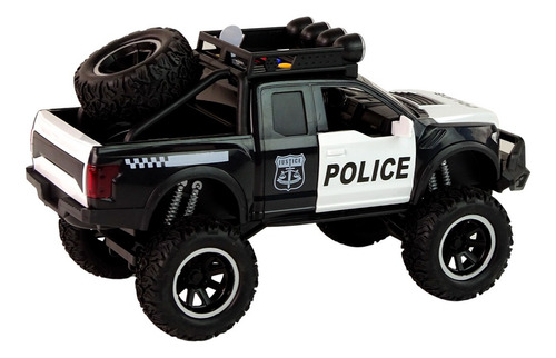 Camioneta Policia 4x4 Raptor Luz Sonido Abre Puerta Capot Color Negro