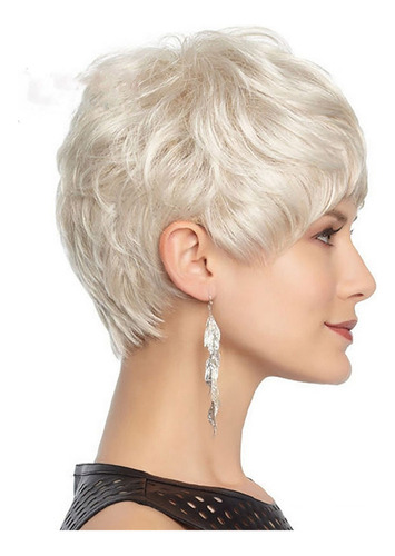 Peluca De Pelo Corto Y Liso Blanco Plateado For Mujer 9005