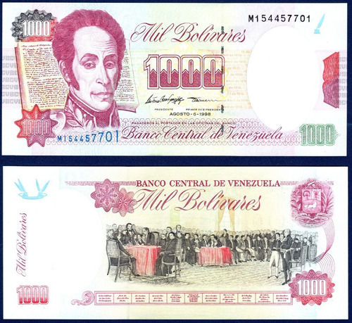 Billete De 1000 Bolívares M9 Agosto 6 1998 Simón Bolívar