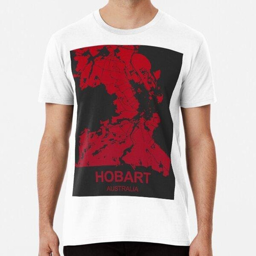 Remera Hobart Map Art Red Wine Color Australia Algodon Premi