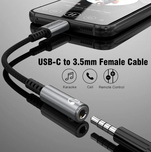 Adaptador Usb Tipo C A Jack 3.5 Hi Fi Chip Dac V3
