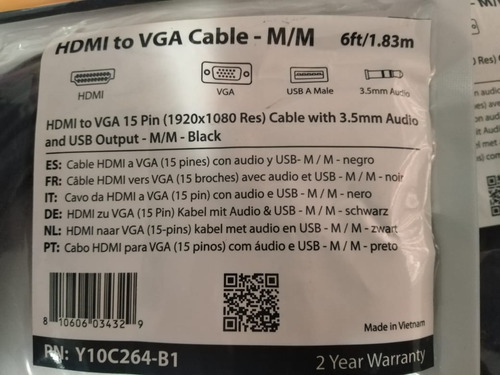 Convertidor De Hdmi A Vga Con Audio Premium (Usado)