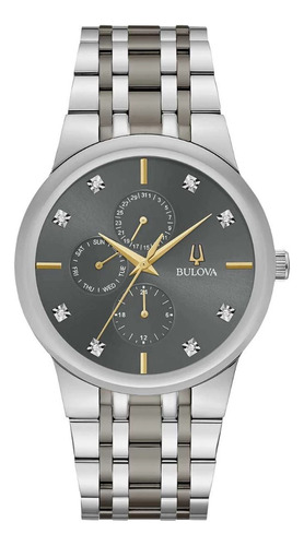 Reloj Bulova Modern 98d186 Para Caballero Ewatch Color de la correa plateado-acero Color del bisel Plateado Color del fondo Gris oscuro