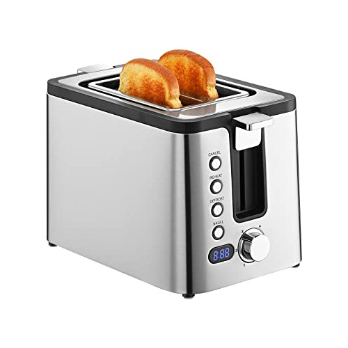 Toaster 2 Slice Stainless Steel Toaster Countdown Timer...