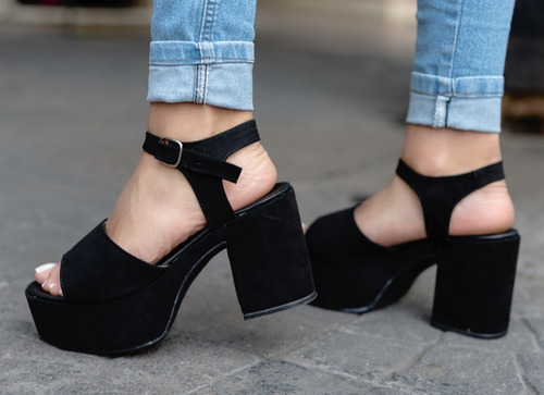 Imagen 2 de 9 de Sandalias Mujer Plataformas Zapatos Vestir Fiesta Taco Palo