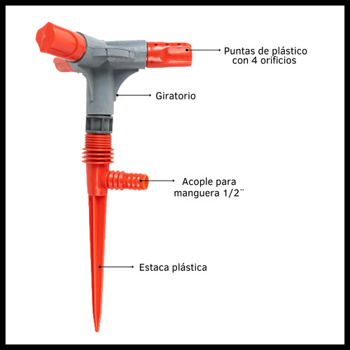 Aspersor Con Estaca Plástica 3 Puntas De Riego Giratorio
