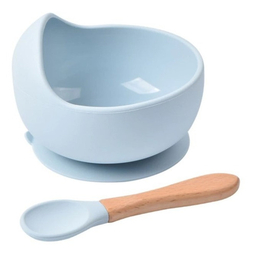 Imagen 2 de 2 de Set De Alimentación Silicona Bebé Cuchara + Plato + Babero