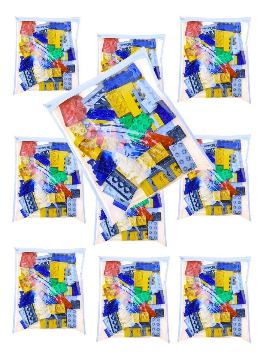 10 Saquinho Organizador Brinquedo Quebra Cabeça Lego C/zíper Cor Branco