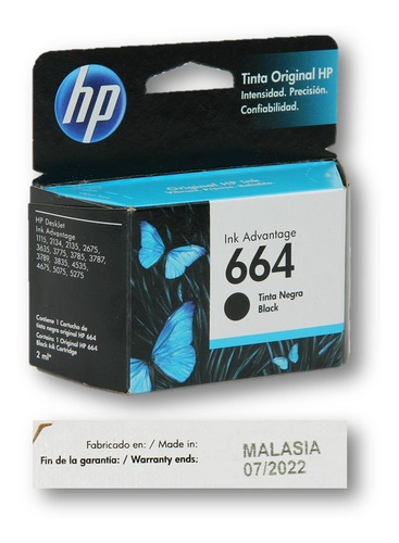 Cartucho Hp Original Verificable 664 Negro 664n 1115 2135