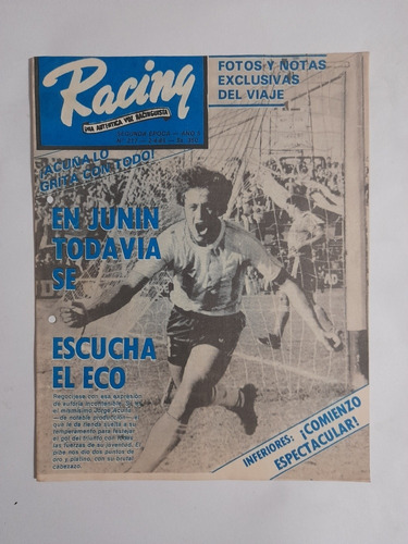 Revista Racing 217.primera B 1985 Sarmiento 1 Racing 2