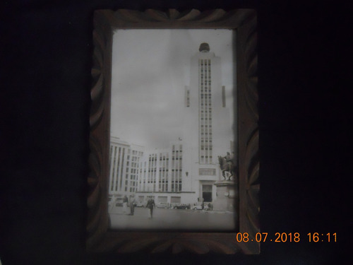 Fotografia Antigua Edificio Del Moro Y Escultura   Carlos Iv