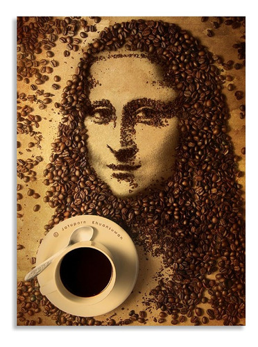 Cuadro Decorativo En Mdf De 50 * 35 Cm Mona Lisa Arte Coffe