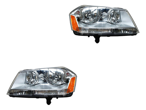 Par Juego Faros Dodge Avenger 2008 - 2014 Fondo Cromado Tyo