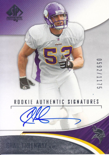 2006 Sp Authentic Rookie Autografo Chad Greenway Viks /1175