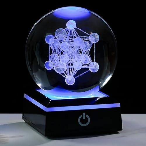 Esfera De Cristal Metatrónica 3d Con Luz Led Compatible Con
