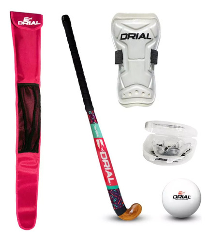 Kit Hockey Iniciacion Palo + Canilleras + Accesorios Drial