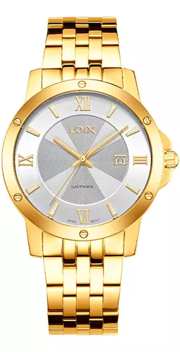 Reloj Mujer Dorado Con Tablero Blanco L1270-1 LOIX