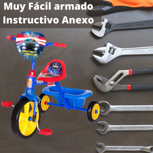 Triciclo Promeyco Policía Para Niños 2 A 5 Años Color Azul
