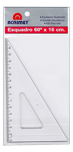 Esquadro Escolar Acrílico 30º X 60º (16cm) - Acrimet