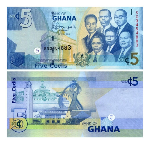 Grr-billete De Ghana 5 Cedis 2015 