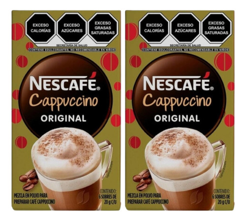 2 Pzs Nescafe Café Nescafé Cappuccino Original 6 Sobres 20gr