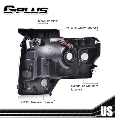 Par De Faros Ford F-150 Negros 2009 2010 2011 2012 2013 2014