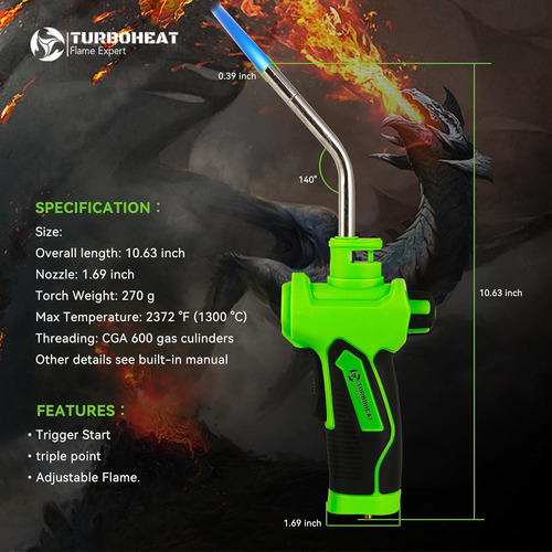 Cabezal De Antorcha De Propano Mapp Con Encendedor Y Mango D