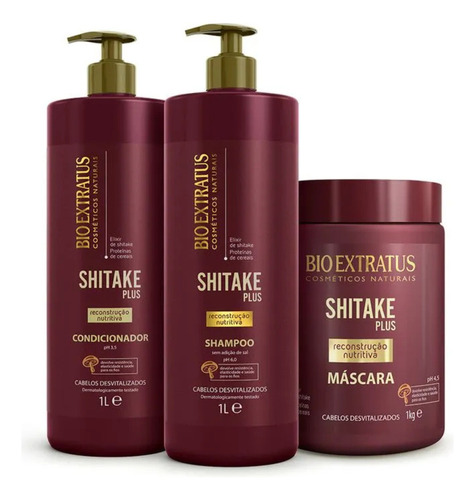Kit Shitake Bio Extratus Shampoo, Condicionador E Máscara