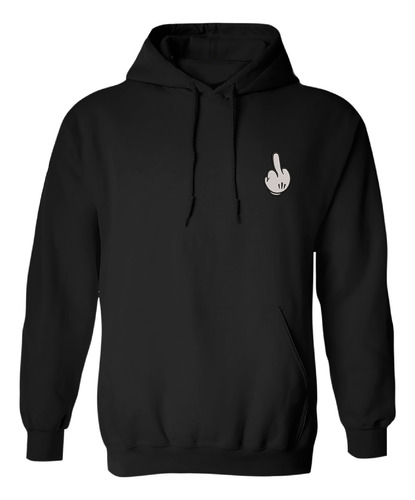 Sudadera Con Gorro Bordada Dedo Guante Seña Mouse Groseria