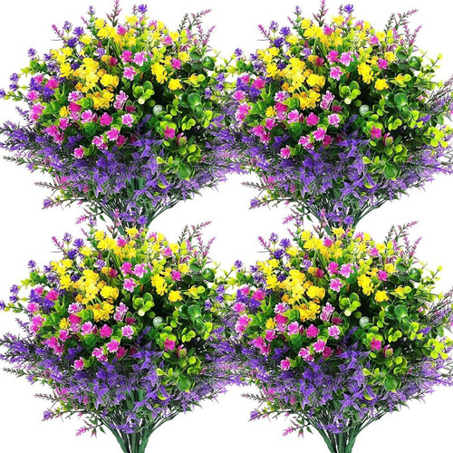 12 Piezas De Flores Artificiales Bouquet Faux Para Centro De