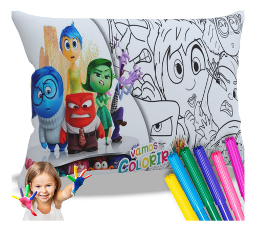 Almofada Colorir Crianças Pinta Lava Com Canetinha Cor Divertida Mente Desenho Do Tecido Personagens