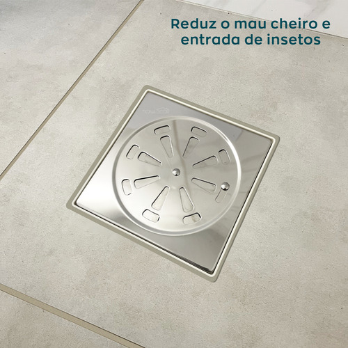 7 Ralo Grelha Tampa Inox Quadrado 15x15 Abre Fecha 15 Cm Kit