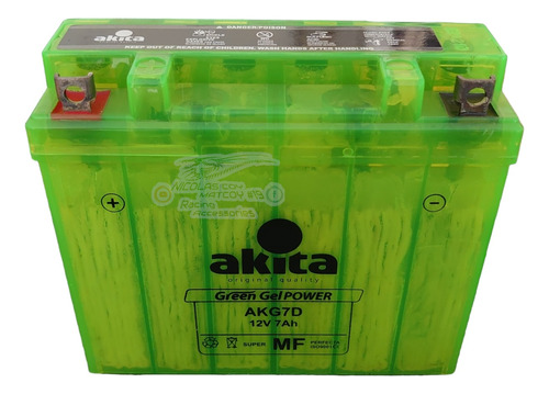 Batería Green Gel Akita Yamaha Xt225 Honda Cbf150/cb125e/ 